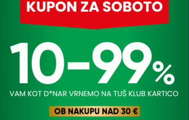 V soboto vračamo D*NAR: 10-99 % nazaj na Tuš klub kartico