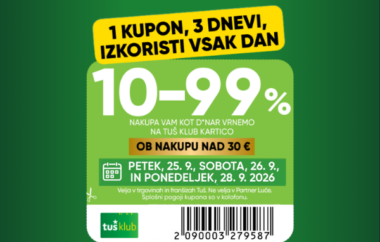 1 kupon, 3 dnevi, 3 priložnosti za prihranek!