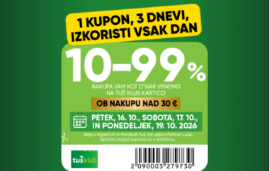 1 kupon, 3 dnevi, 3 priložnosti za prihranek!